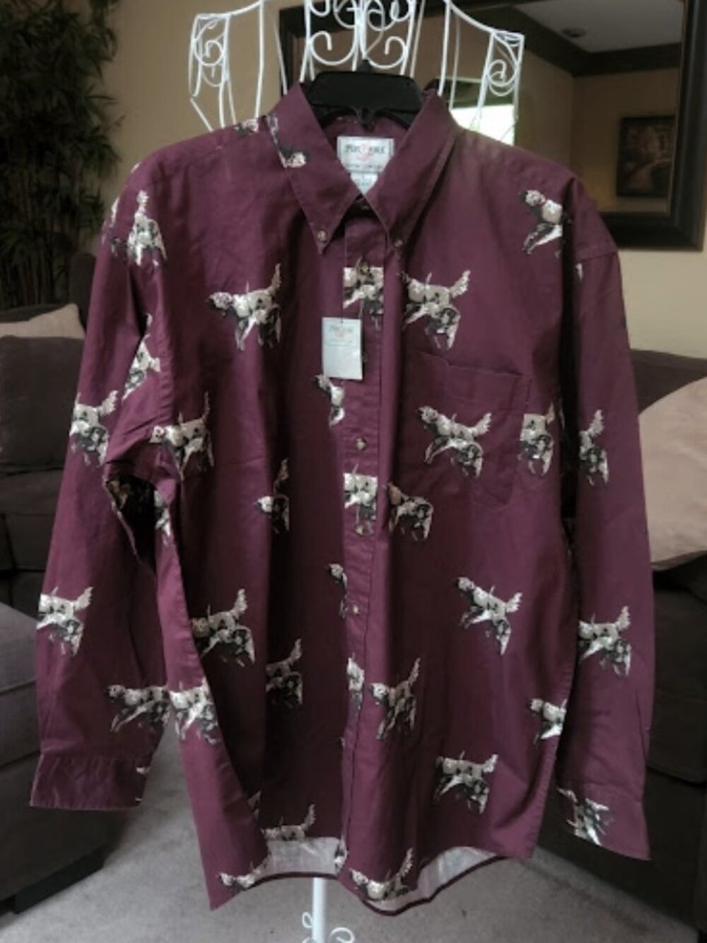 NWT Fox Fire Mens button down dog print shirt sz small